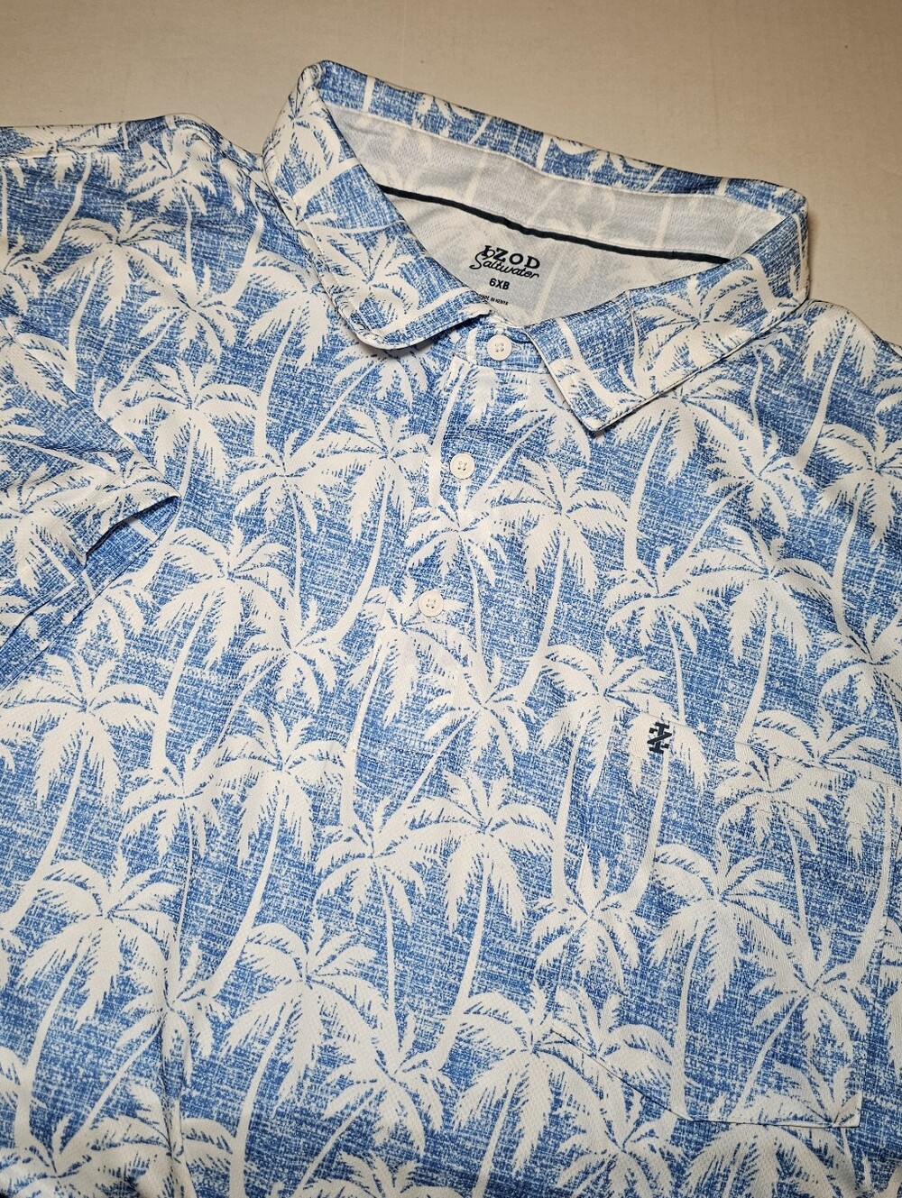 IZOD Saltwater Men’s Polo Shirt Big Tall 6XB Short Sleeve Button-Up